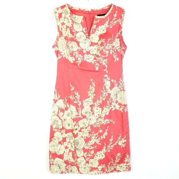Adrianna Papell Dresses & Skirts - ADRIANNA PAPELL Knee Length Sleeveless Sheath Dress Salmon Floral Women's size 4